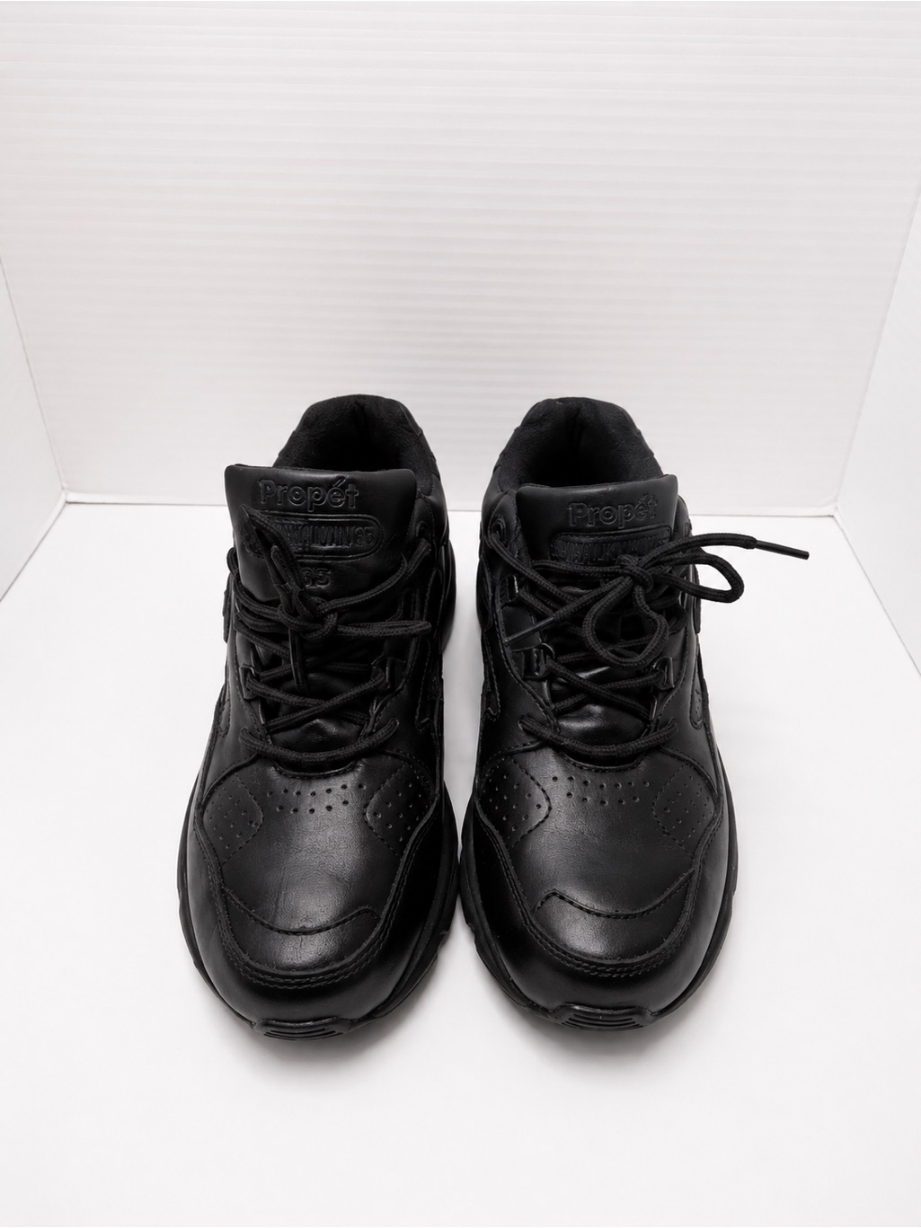 Propet Women Black Leather Athletic Walk Sneakers Size 8